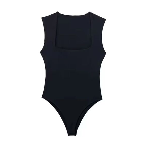 Body Slimming Square Neck Bodysuit Blue Available Large 14 PTP Stretch - Picture 5 of 5